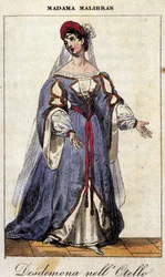 Portrait of Maria Garcia called the Malibran, singer in the role of Desdemona for Othello by Gioachino Rossini. Teatro alla Scala 1833