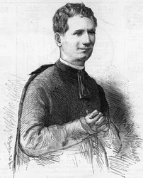Portrait of Pere Dom Bosco, illustrious Italian ecclesiastical known throughout 19th century Europe for his holy acts. It was decedin 1888