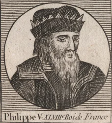 Portrait of Philip V called the Long (1294 - 1322), King of France - engraving from “Instruction sur l