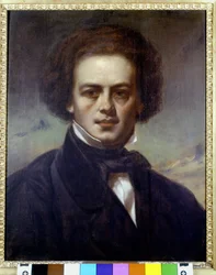 Portrait of Robert Schumann (1810-1856), German composer. Anonymous painting around 1840. Museo Teatrale alla Scala.