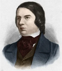 Portrait of Robert Schumann (1810-1856), German composer. Based on a drawing by Mengel.