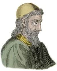 Portrait of Saint Bede the Venerable (Beda Venerabilis) (672-735) Monk and Doctor of the Church - Engraving
