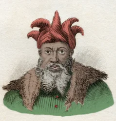 Portrait of Saladin (1138-1193), military commander against the Crusades in Egypt. Engraving of the 19th century