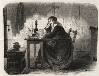 Portrait of Sophie Germain (1776-1831) French mathematician - Engraving 1860