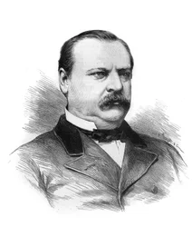 Portrait of Stephen Grover Cleveland (1837-1908) designed for the presidency of the American republic by the delegates of the states. Engraving in 