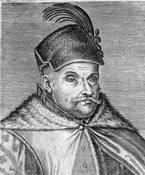 Portrait of Stephen I Bathory, Prince of Transylvania and King of Poland. Engraving of the 16th Century