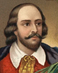 Portrait of William Shakespeare, English Writer. Chromolithography of the Late 19th Century