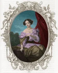 Portrait of the Duchess by Fontanges (1661-1681), Favorite of Louis XIV - Engraving of 1862 in 