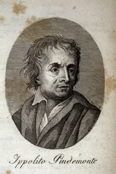 Portrait of the Italian poet Ippolito Pindemonte (1753-1828), friend of the poet and Italian playwright Ugo Foscolo. Engraving of the 19th century.