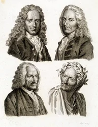 Portraits of Voltaire at different ages - engraving