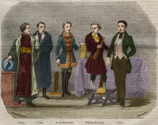 Portraits of scientists Georges Cuvier (1764-1832), Alessandro (Alexandre) Volta (1745-1827), Alexander Von Humboldt (Alexandre de Humboldt)