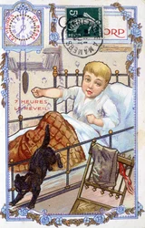 Postcard showing the course of a child