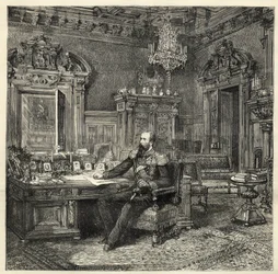 Prince Alexander of Bulgaria (1857-1893), in his study - Alexander of Battenberg - Portrait of Alexander I of Bulgaria or Alexander of Battenberg (1857-1893) in his work cabinet - 1886