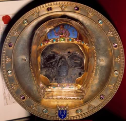 Relic: skull of St. John the Baptist brought back in 1206 from the Fourth Crusade to Constantinople, treasor of the sacristy of the Cathedrale of Amiens