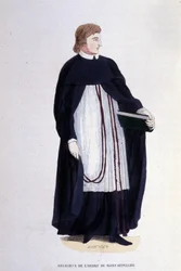 Religious of the Order of the Holy Sepulchre. Engraving from an Album on Religious Orders, Paris
