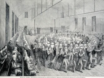 Religious procession of the Shakers in New York