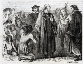 Representation of Bartolome de las Casas, Dominican Priest, Missionary with the Indians (engraving)