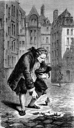 Representation of Bernard de Jussieu introducing a cedar from Lebanon to France in 1734. Engraving