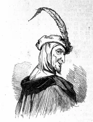 Representation of Mephistopheles (Mephisto), character of the legend of Faust. Engraving of the 19th century.