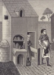 Representation of a baker in the 15th century.