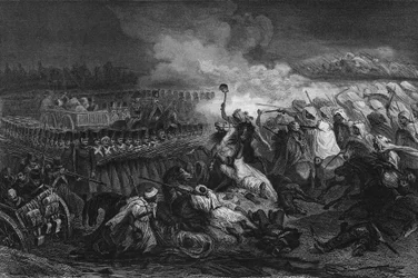 Retirement of the Arabs in front of the square formed by the French army at Constantine in 1837, in 