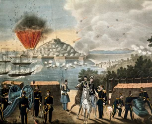 Risorgimento - Expedition of the Thousand or Red Shirts by Giuseppe Garibaldi - Siege of Gaete, Italy