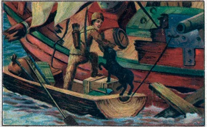 Robinson Visits the Debris. Illustration for the Book of Daniel Defoe 