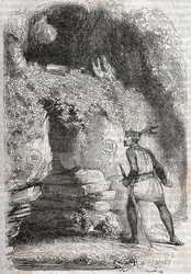 Roland finds the figures of Medoro and Angelica - engraving of 1851 from 