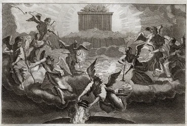 Royaumont Bible, New Testament: Seven Angels sounding the trumpets of Revelation (illustration from 1811)