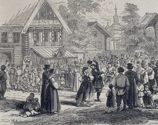 Party in a Village, 1879 (engraving)