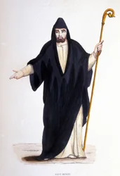 Saint Benedict of Nursie (engraving from an album on religious orders, Paris)