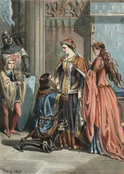 Saint Louis (1214-1270), King of France, and his mother Blanche de Castille (1188-1252). Engraving of 1881 in 