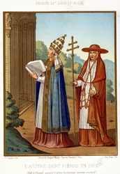 Saint Peter in Pope accompanied by a cardinal, 2nd half 15th century