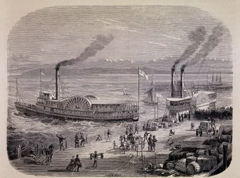 San Francisco Docks and Paddle Wheeled Boats (California) - in 