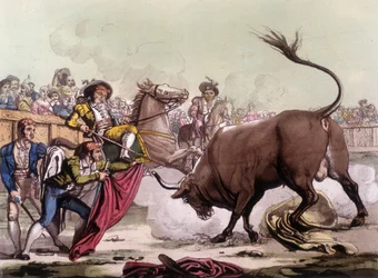 Scene of bullfighting in Spain, circa 1820