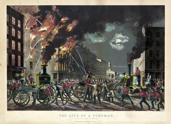 Scene of daily life of American firefighters
