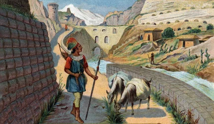 Scenes of Missing Kingdoms: Chaussee of the Incas - Chromolithography of the 19th Century
