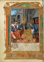 A Master Controls the Work of His Apprentice (Miniature from Roman de Theseus de Cologne et de Godifer)