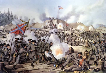 Secession War 1861-1865, or American Civil War: Battle of Fort Sanders or Fort Loudon (Tennessee) on 29/11/1863. Engraving. 19th century.