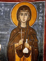 St Anastasia, healer of horses with bottle of remedies and cross (detail)