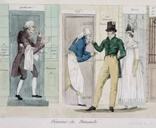 Sunday Lunch (Grocer, Coffee Shop, Apothecary) - Engraving