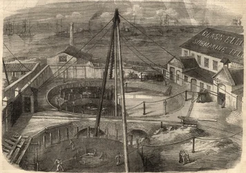 Telegraphy: The Transatlantic Cable Produced at the Glass Factory, Elliot and Company in East Greenwich is Ready to be Delivered. Engraving in 