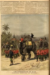 The Army of Siam (Thailand). Engraving in 