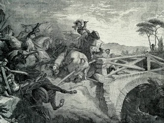 The Battle of Garigliano between French and Spanish during the Third Italian War, 29 December 1503: Gonzalo Fernandez De Cordoba called El Gran Capitan