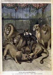 The Countess of X... and her lions at the Folies Bergère in Paris. In Le petit Journal, on 19/05/1895
