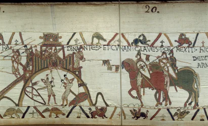 The Duke of Brittany surrenders to the Duke of Normandy the keys of the city at the end of a spear