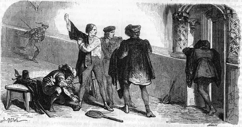 The Duke of Orleans playing the game of palms at the Halles in Paris