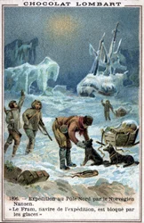 The Fram, boat of the Norwegian explorer Fridtjof Nansen, caught in the ice of the Arctic Ocean in 1896