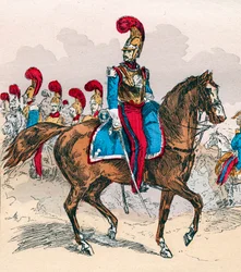 The French Army under the Reign of Louis Philippe from 1830 to 1848 - French Carabiniers - Engraving from 1882 in 