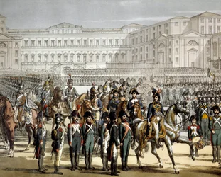 The French General and King of Naples Gioacchino Murat Reviews the Cisalpine Militia in Front of the Villa Reale de Monza